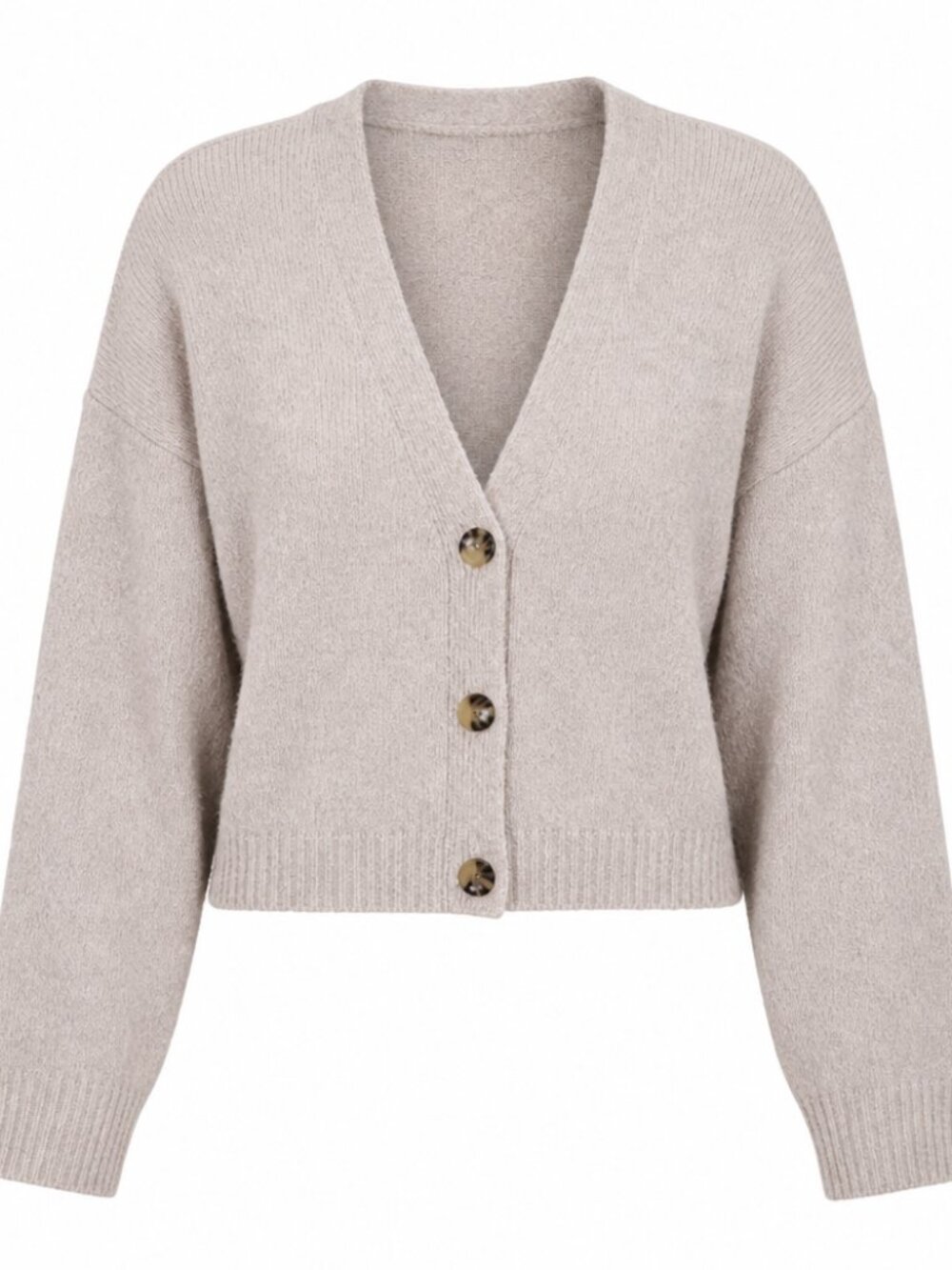 BP Neutral Cream Cropped V-Neck Button Cardigan Cozy Size Large
